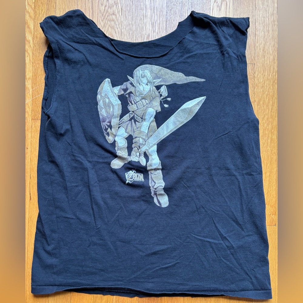 Vintage The legend of Zelda Ocarina of Time Link cut neck Tank Top Nintendo 1998